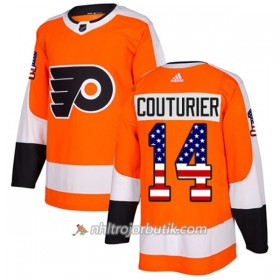 Män Ishockey Philadelphia Flyers Tröja Sean Couturier 14 Adidas 2017-2018 Orange USA Flag Fashion Authentic